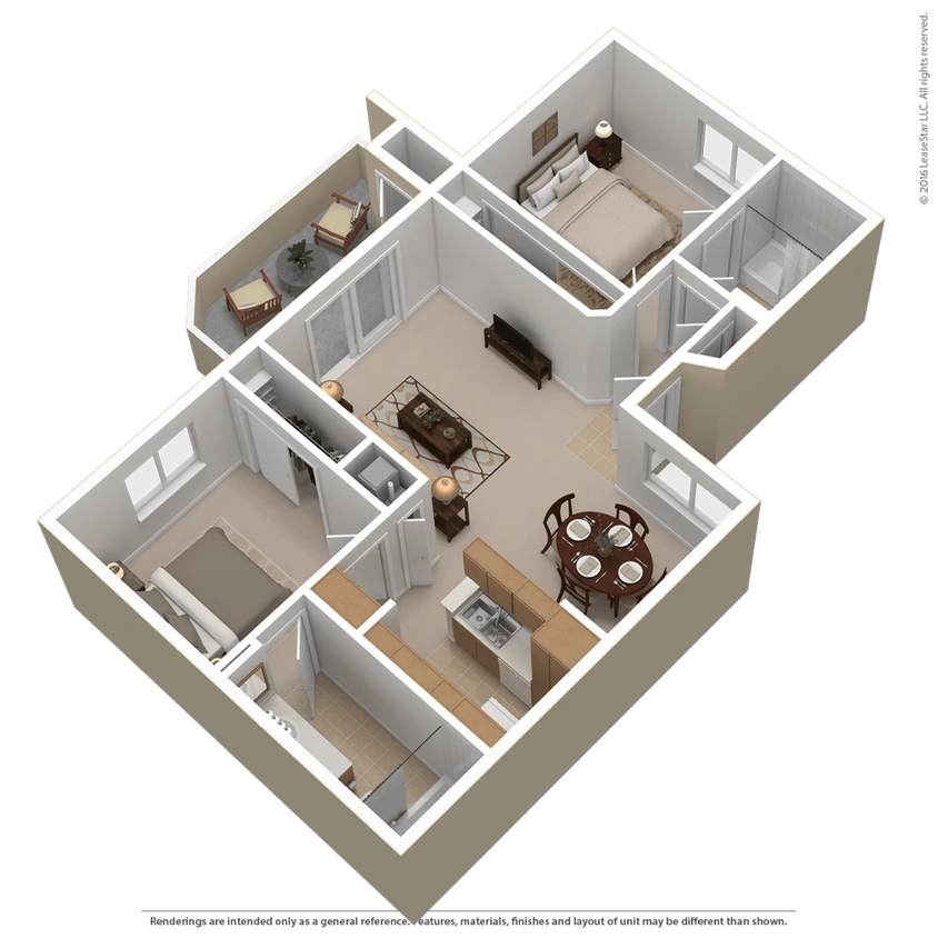 Floor Plan - 2 Bed 2 Bath (C) Affordable