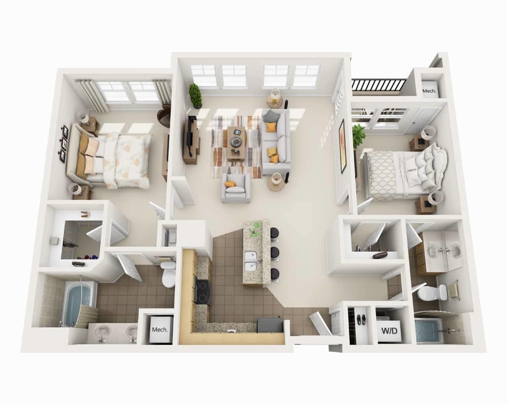 Floor Plan - Two Bedroom B2C