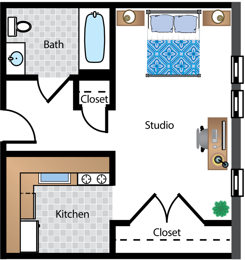 Floor Plan - Renovated Studio 07A Tier