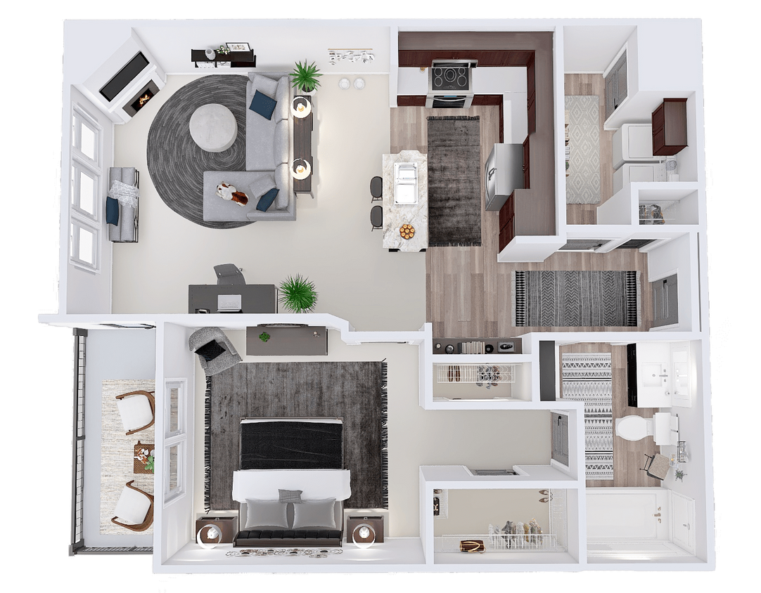 Floor Plan - EastTown - D - 1 Bed - 1 Bath