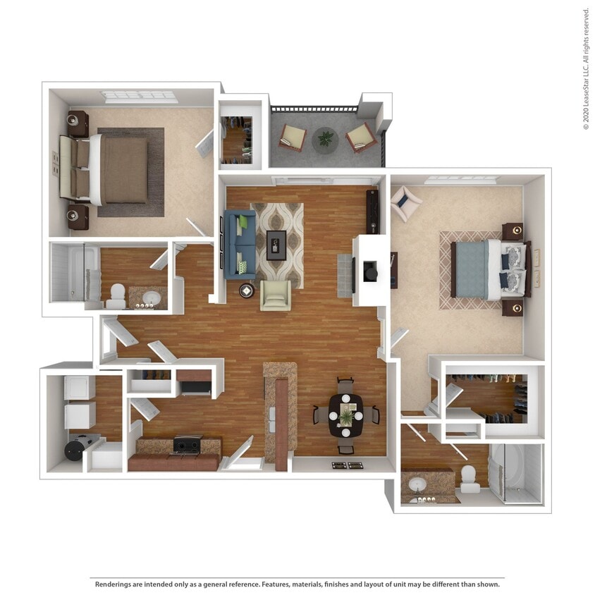 Floor Plan - 2 Bed 2 Bath 1-car Garage 1180 SqFt (1126 Net)