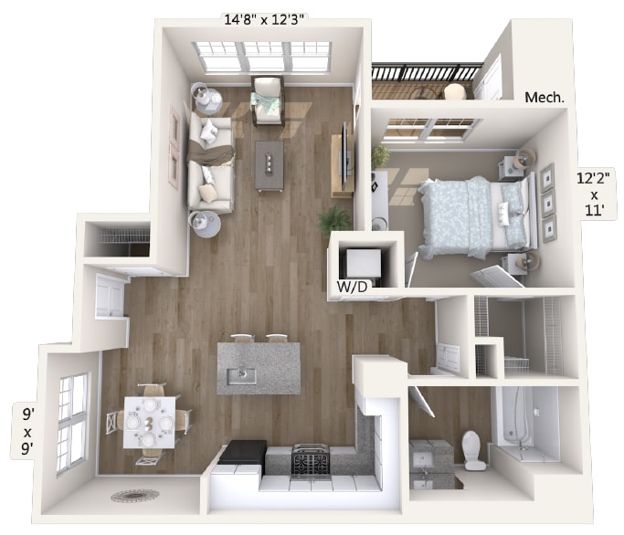 Floor Plan - A9-823-sqft-Reno