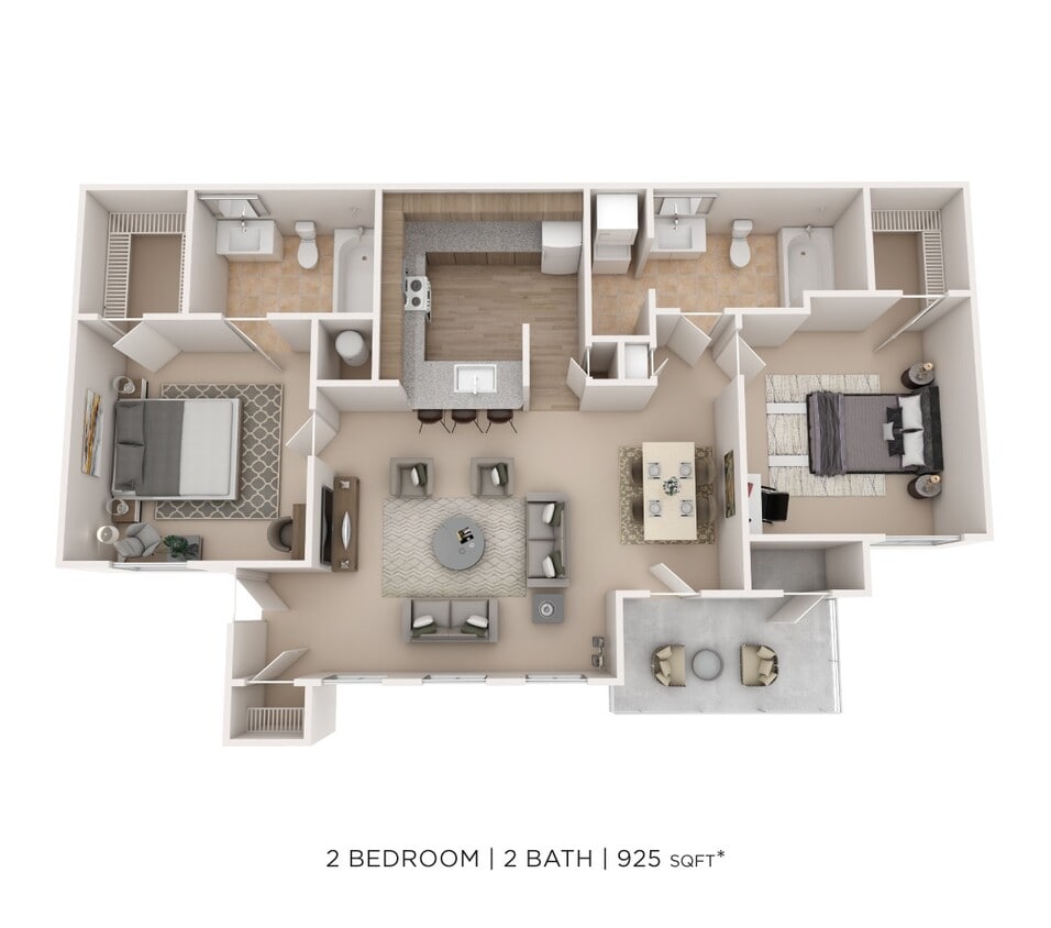 Floor Plan - Two Bedroom 2 Bath