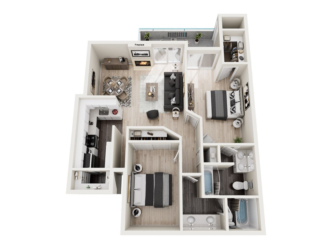 Floor Plan - Two Bedrooms Two Bathrooms B