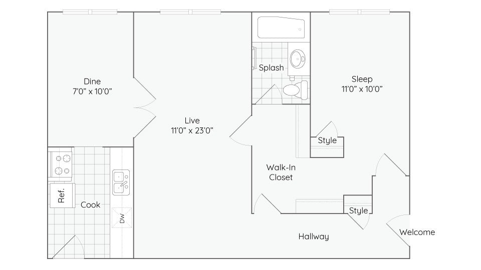 Floor Plan - One Bedroom One Bath