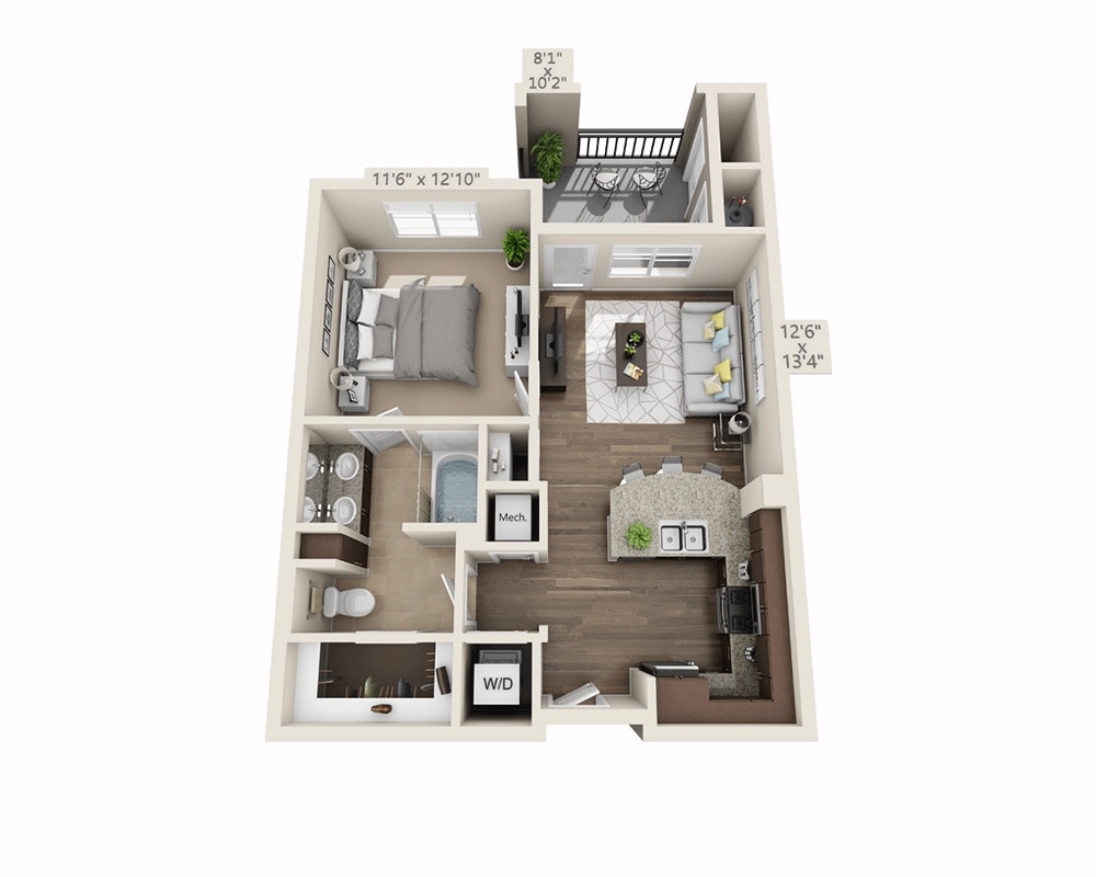 Floor Plan - One Bedroom A1A