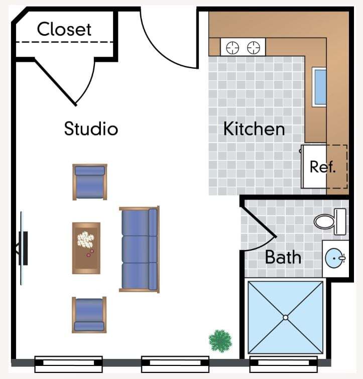 Floor Plan - Renovated Studio 03 Tier