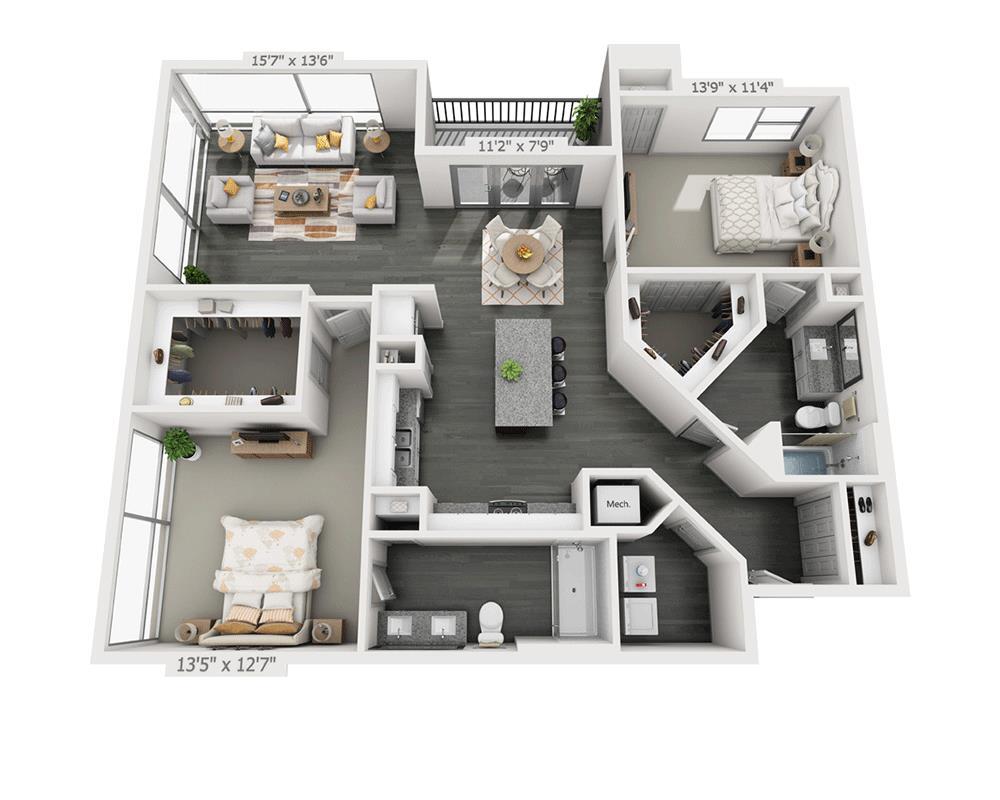 Floor Plan - Two Bedroom B2F