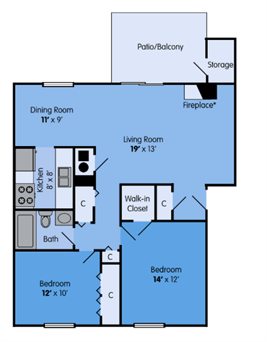 Floor Plan - 2 bed 1 bath sm Sundance Reno-Oak