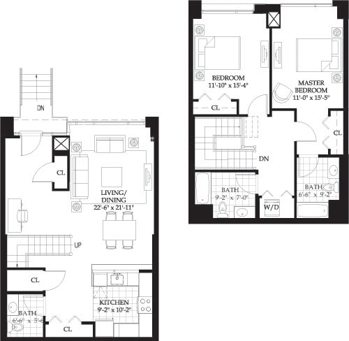 Floor Plan - Asteria 2 BR Townhome