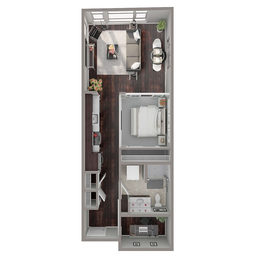 Floor Plan - 1 Bed/1 Bath Den Open - M