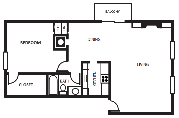 Floor Plan - 1 Bed | 1 Bath | 740 sq ft