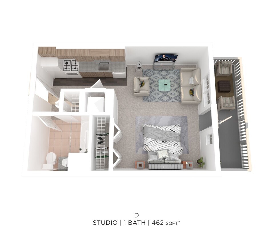 Floor Plan - Studio One Bath D - 462sqft