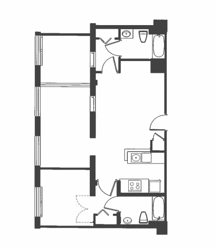 Floor Plan - 2 Bed 2 Bath - B2A
