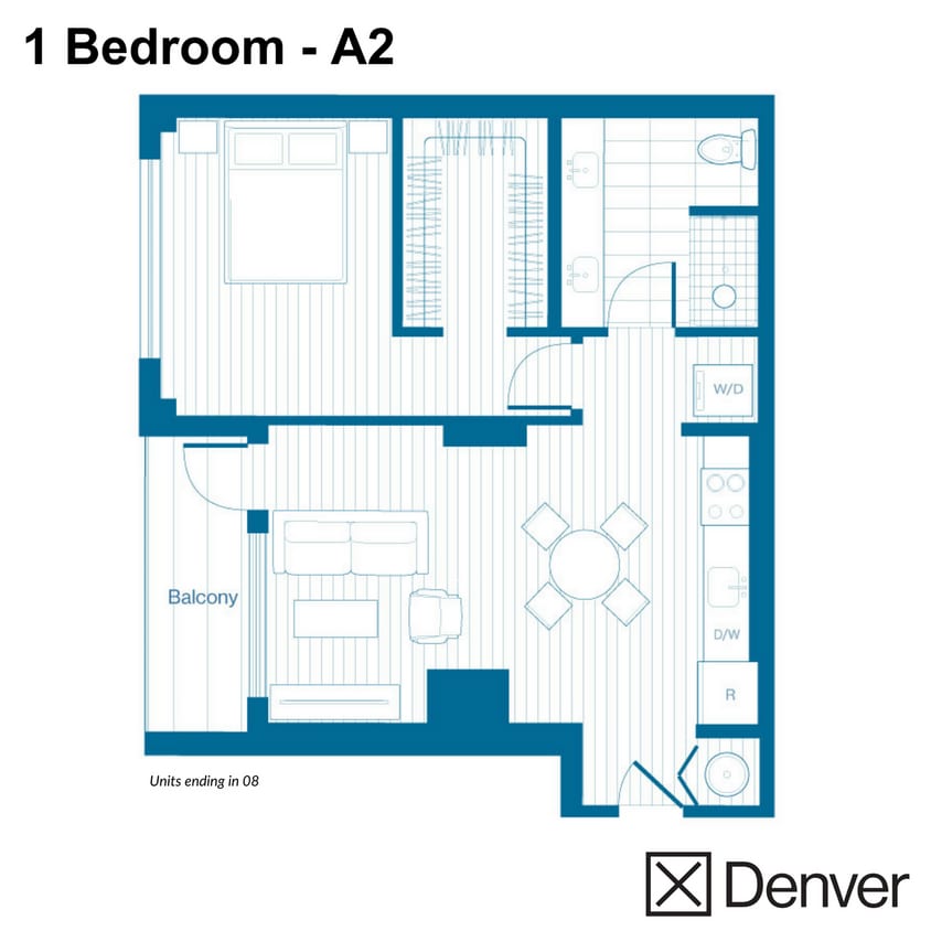 1 Bedroom Layout: A2 - 1 Bedroom - A2 Layout