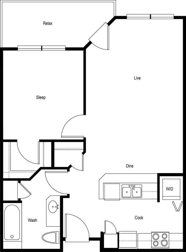 Floor Plan - 1x1 A - Standard