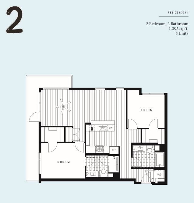 Floor Plan - 2x2 - 1095