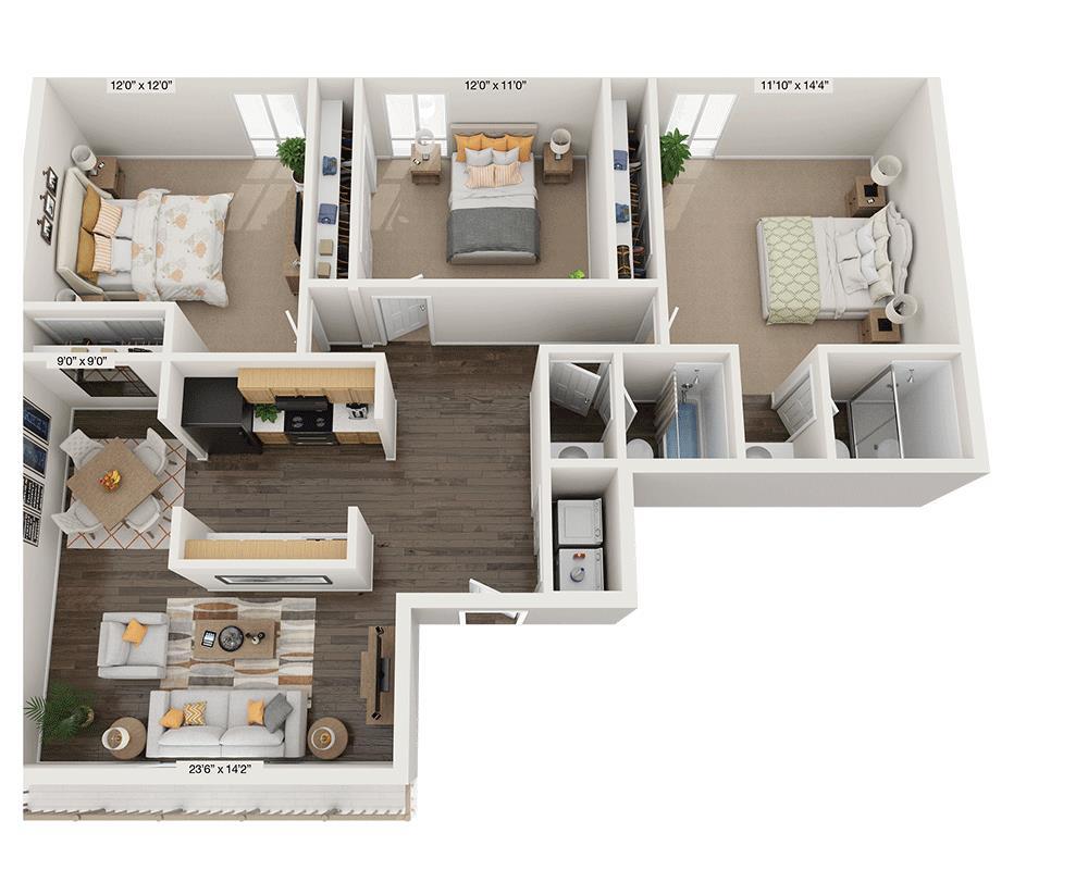 Floor Plan - Three Bedroom Catalina