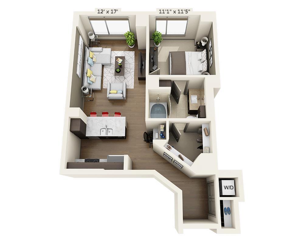 Floor Plan - One Bedroom A1E
