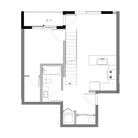 Penthouse 609 Floorplan - 1x1 Penthouse 609