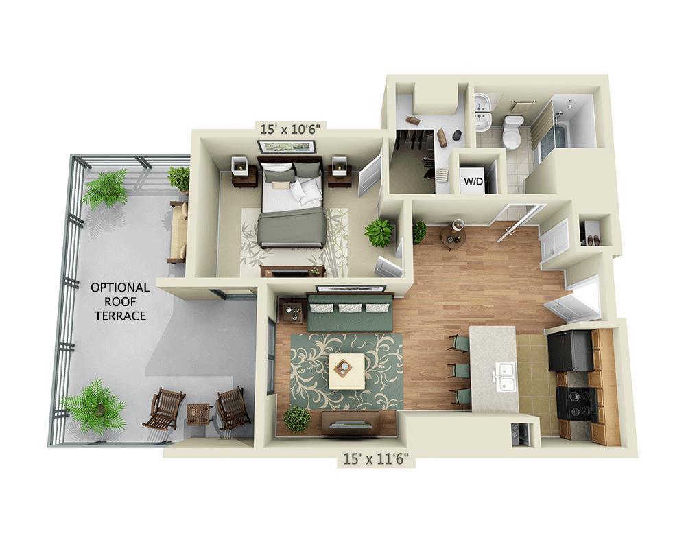 Floor Plan - 1 BEDROOM TOWER (A1A)