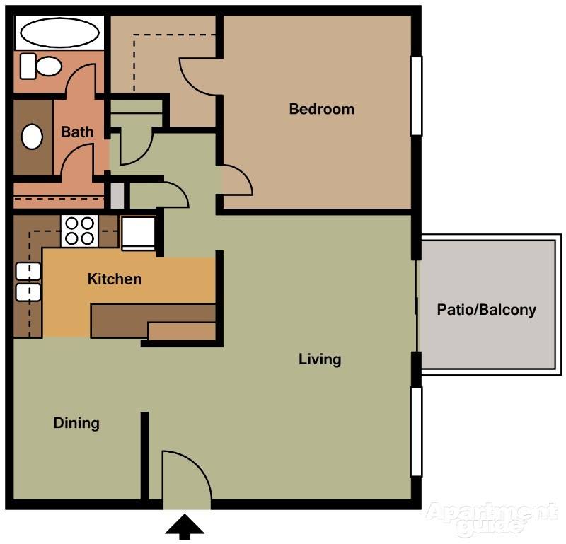 1BR, 1BA (floorplan A) - 750SF - 1 bedroom (floorplan A)