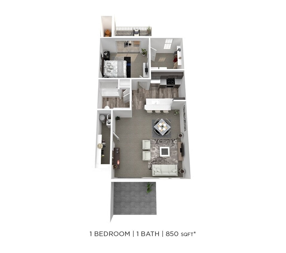 Floor Plan - One Bedroom - 850 sqft