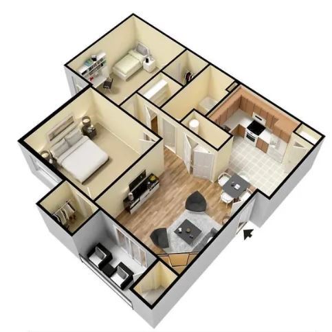 B2 - B2 - 2 Bedroom - 1 Bathroom