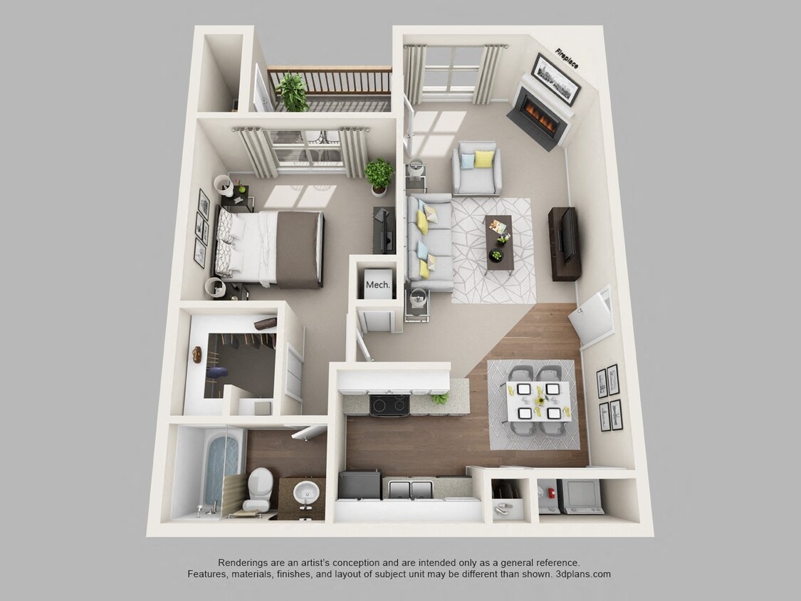 Floor Plan - 1 Bed 1 Bath - Buck Reno