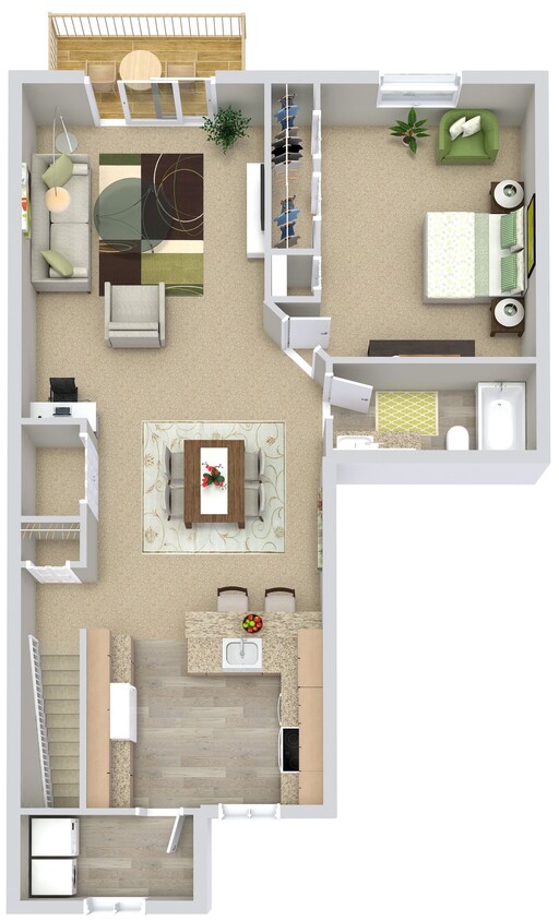Floor Plan - 1 Bed | 1 Bath Upper