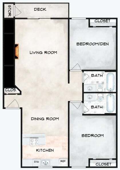 Floor Plan - 2 Bed 2 Bath