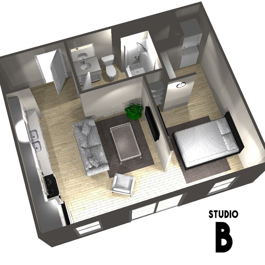 Floor Plan - Furnished 1-Bed B