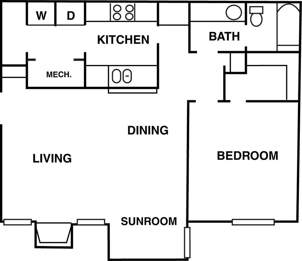 1BR/1BA - Two Bedroom B