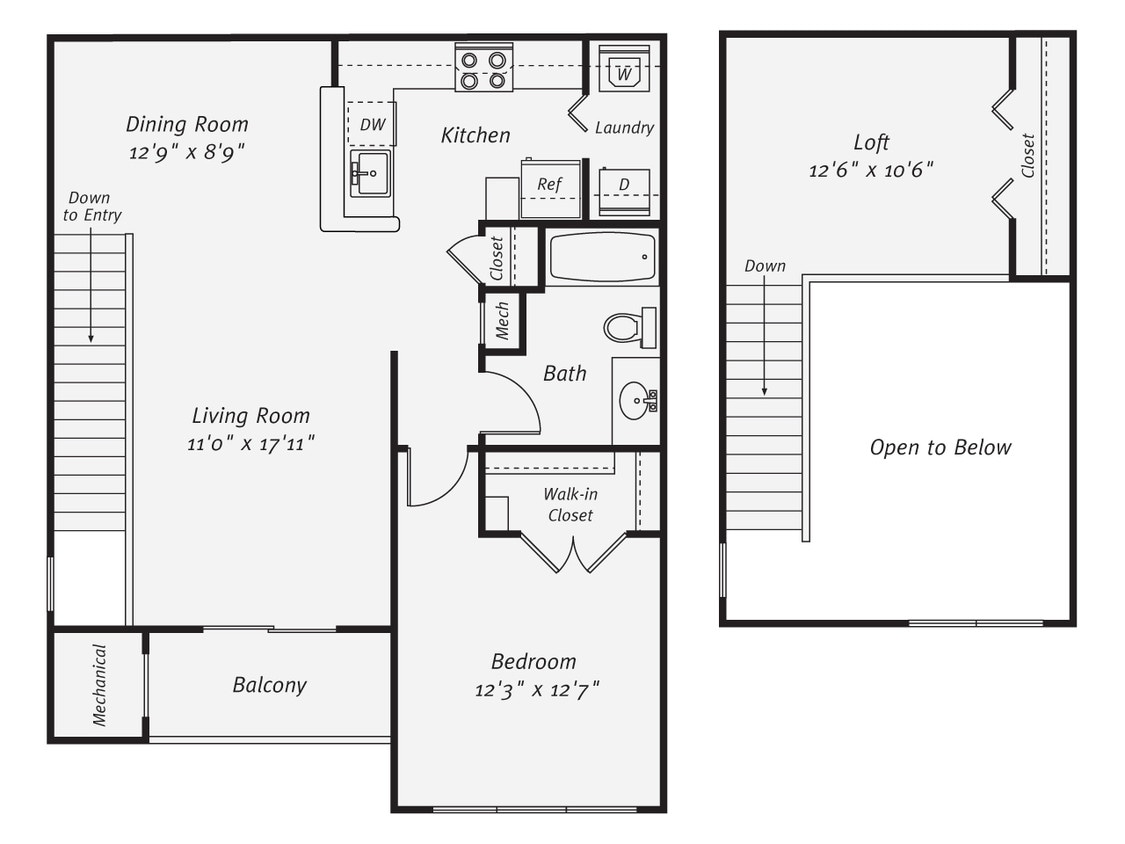 Floor Plan - 1 Bed/1 Bath-The Palmer Loft