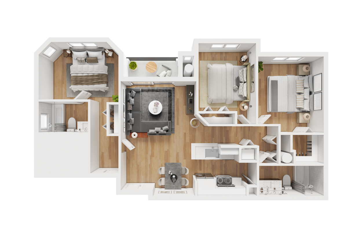 Floor Plan - 3BD, 2BTH C1