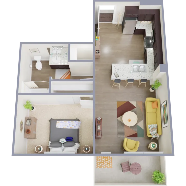 Floor Plan - 1x1 - 583 sqft - A2