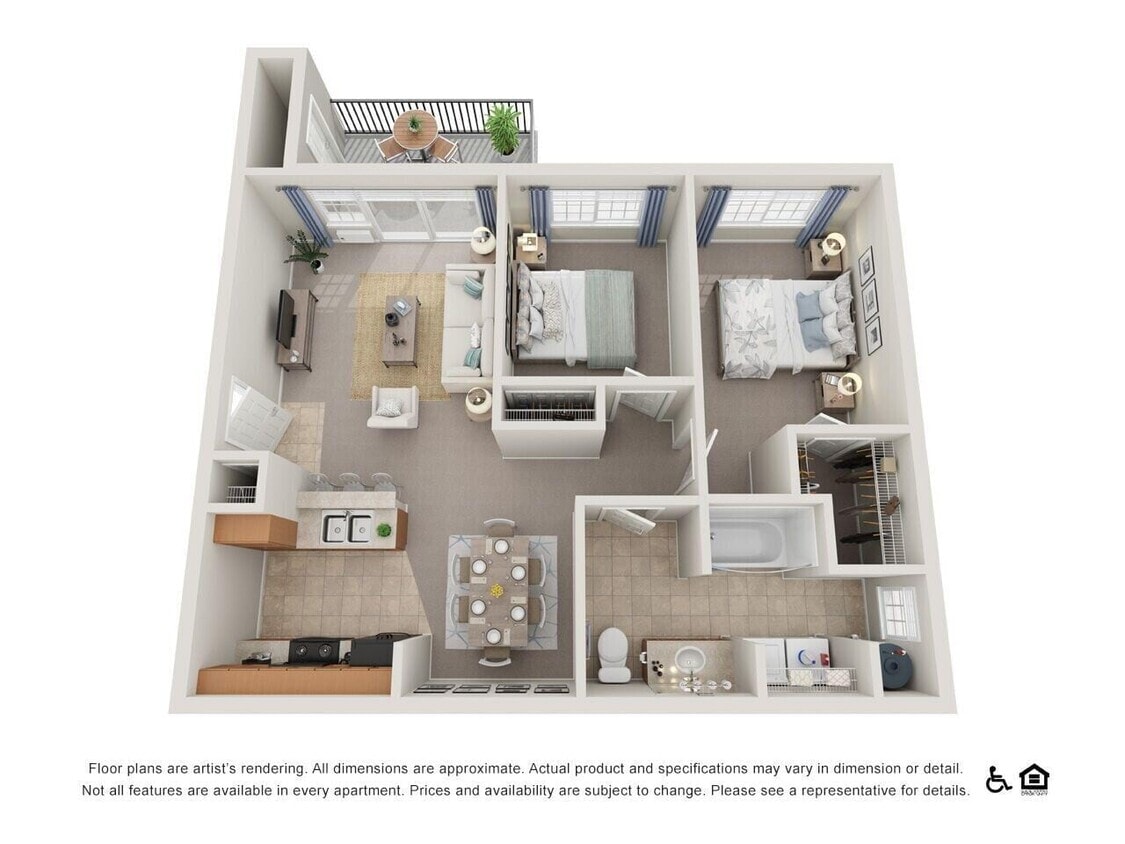 Floor Plan - Two Bedroom, One Bathroom
