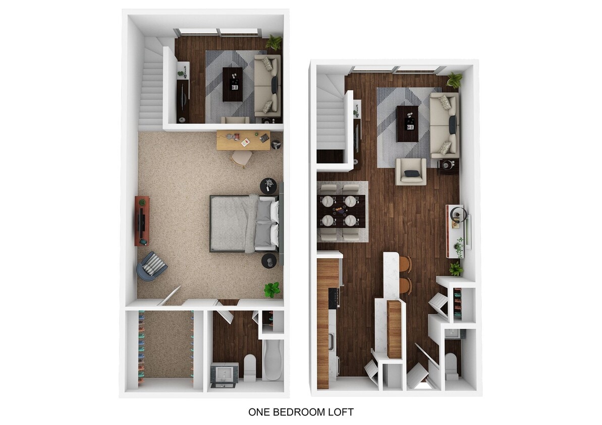 Floor Plan - 1 Bed 1.5 Bath Loft