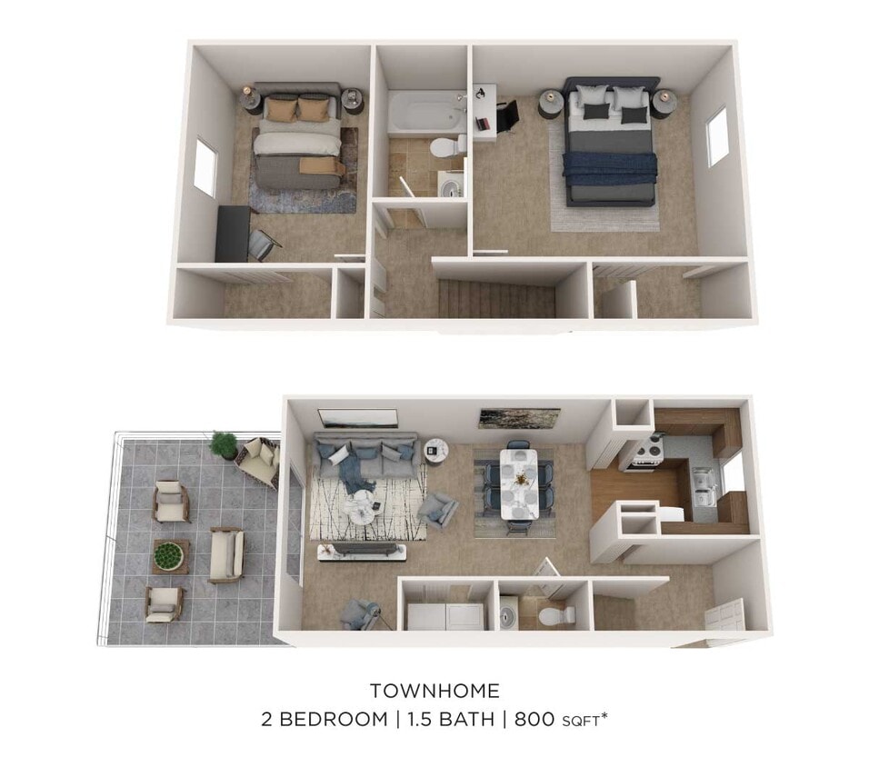 Floor Plan - Two Bedroom 1.5. Bath Townhome