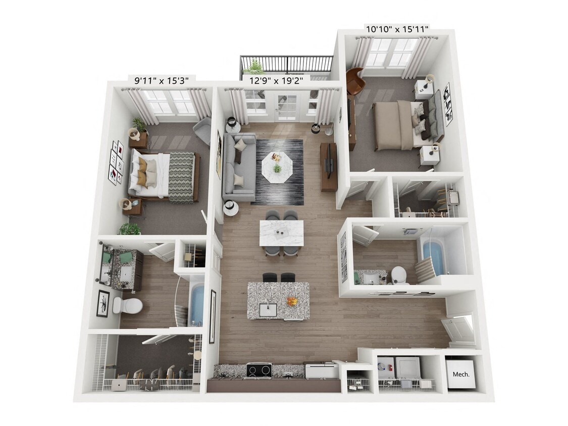 Floor Plan - 2 Bed 2 Bath