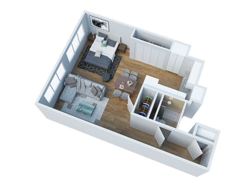 Floor Plan - STUDIO, 1BTH RENOVATED