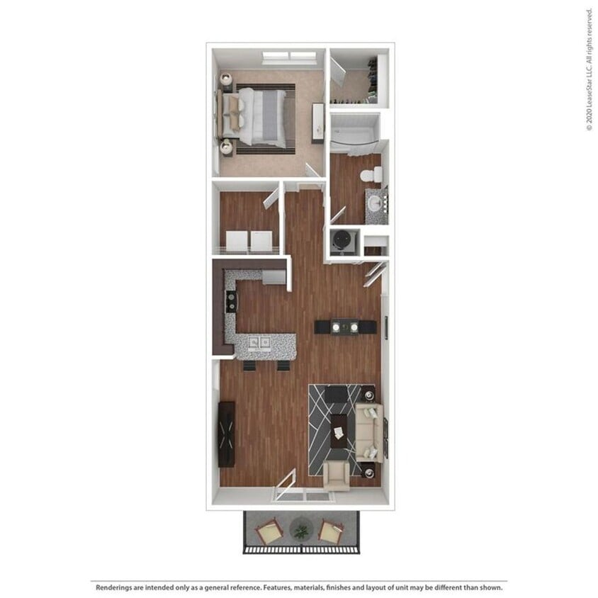 Floor Plan - 1x1 Greenway Up Renovated