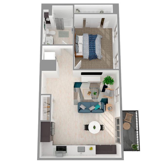 Floor Plan - 1 Bed/1 Bath-a23.1