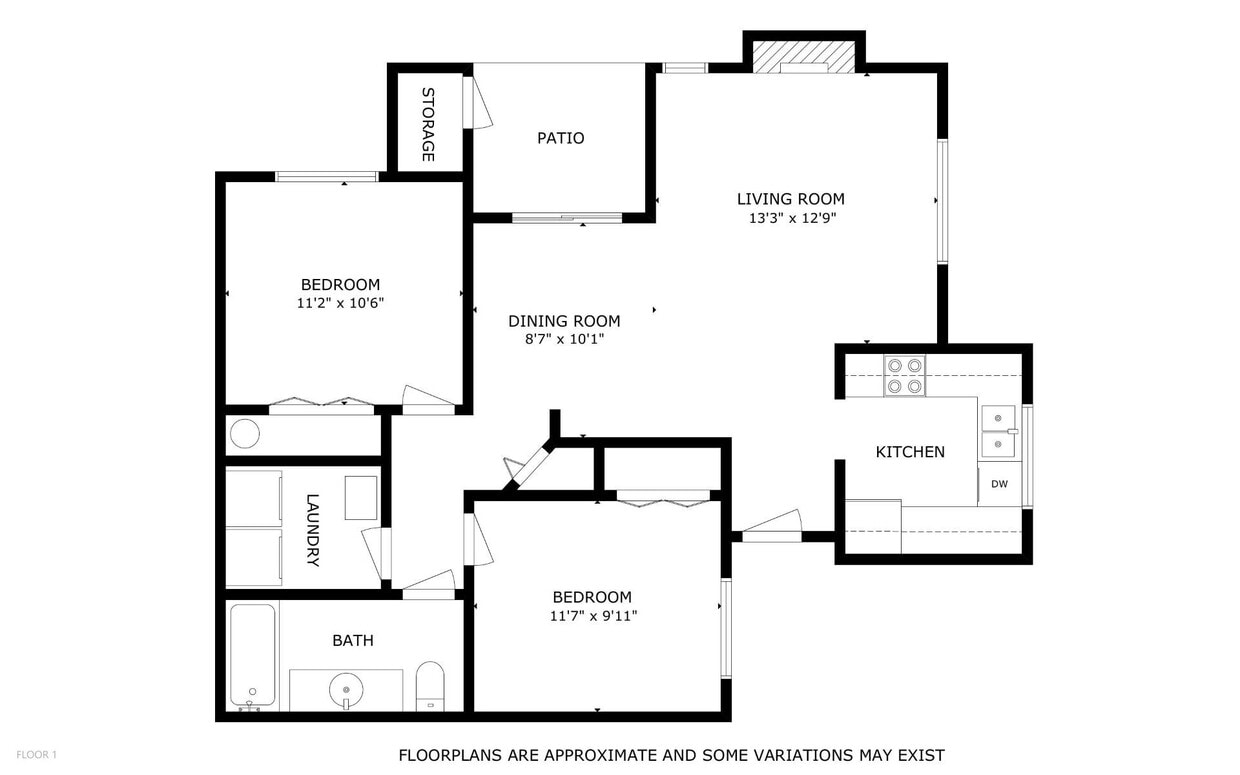 Floor Plan - 2 Bed 1 Bath
