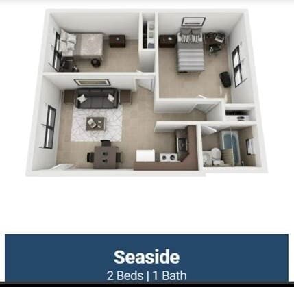 Floor Plan - Seaside Layout 2 Bed 1 Bath Upgraded Unit!