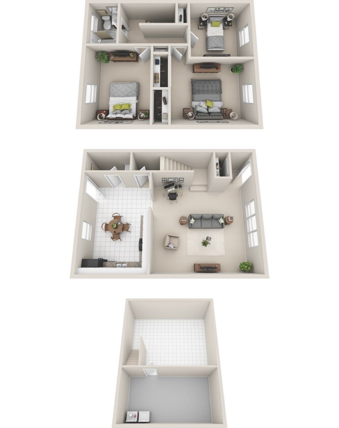 Floor Plan - 3 Bed 1.5 Bath Townhouse Renovated