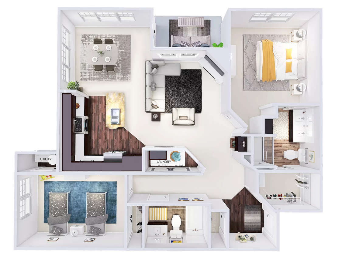Floor Plan - 2 Bed, 2 Bath (M)