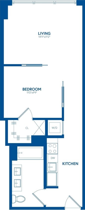 Floor Plan - 1 Bedroom, 1 Bath - 601