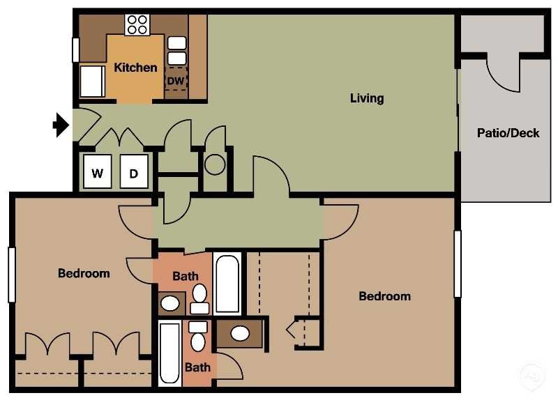 Floor Plan - Large 2 Bed 2 Bath