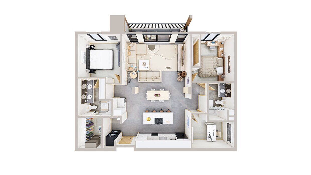 Floor Plan - 2 Bed Den 